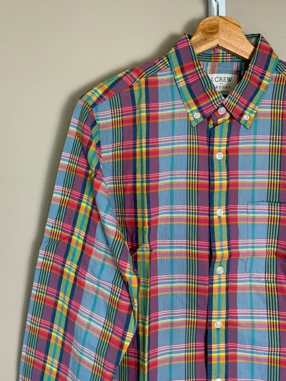 J. Crew Slim Madras Plaid Button Down Oxford Shirt